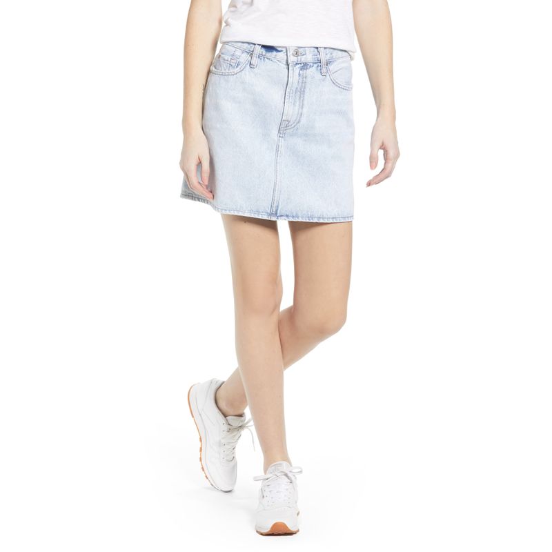 7 For All Mankind Cotton Denim Mini Skirt